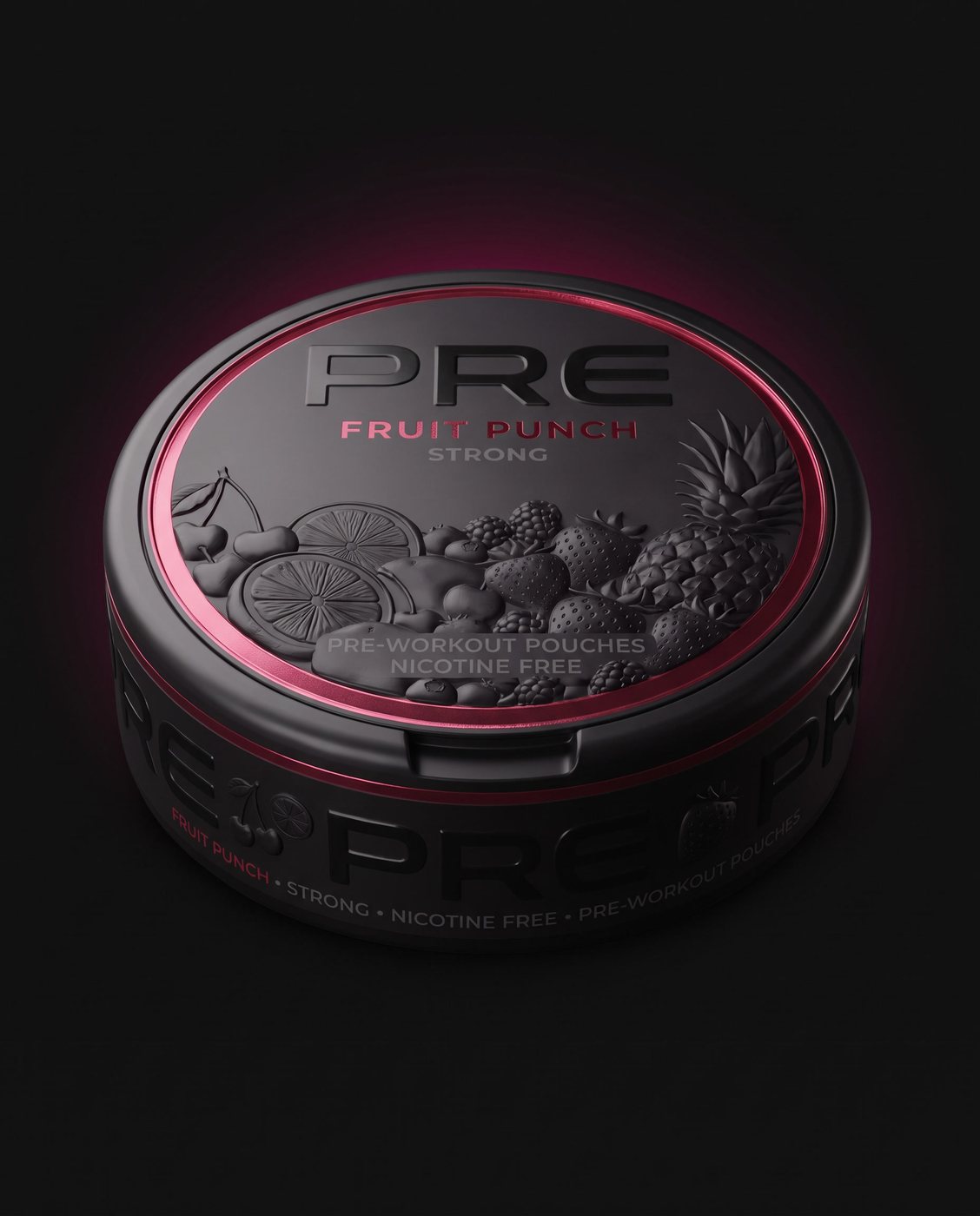 PRE Fruit Punch tin on black